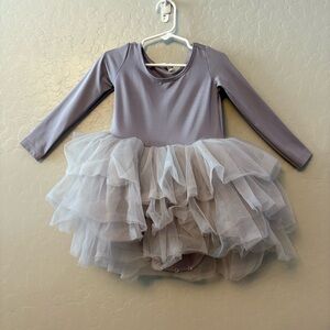 I love plum gray long sleeve girls tulle tutu dress size 6Y